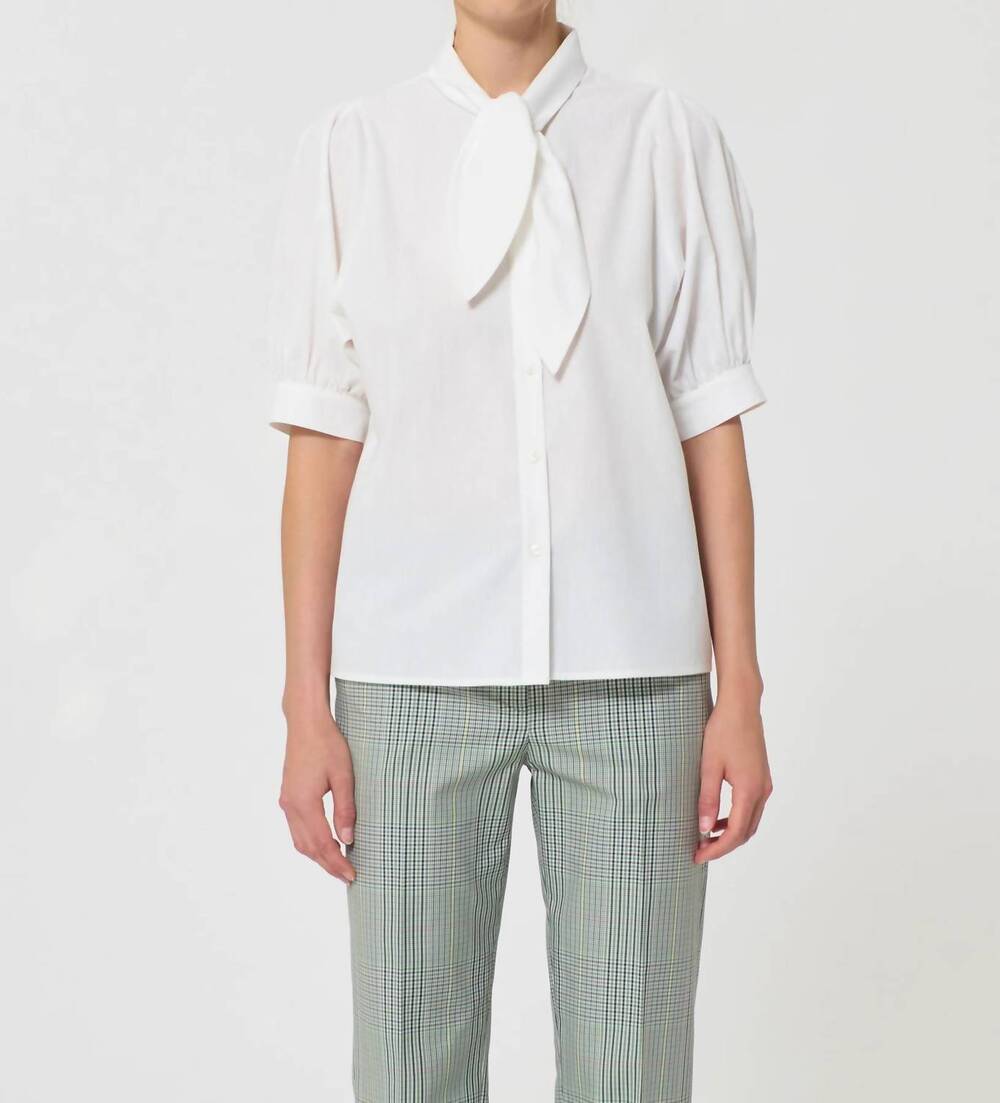NEW TARA JARMON candyce short balloon sleeves shirt in ecru